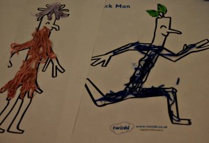 Sick man wool collages