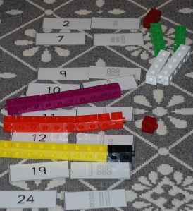 snap cubes with cards