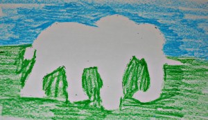 African stencil art elephant