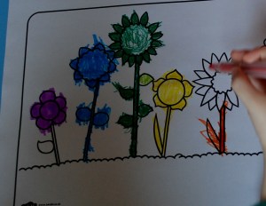 flowers colouring in page