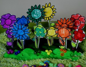 planting a rainbow playdough garden