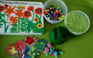 planting a rainbow playdough idea