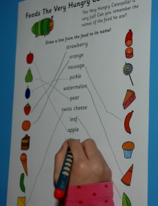 The very hungry caterpillar word matching