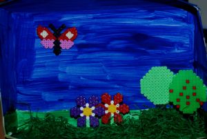 Hama bead garden scene