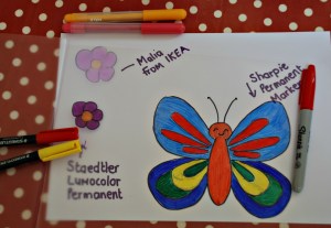 Laminating sleave art activity different pens that we tried