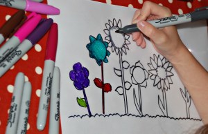 Laminating sleave making a flower scene picture found on ofamilyblog