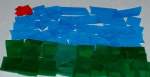 Making the tissue paper background for the 3D  dragonfly picture