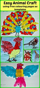 Easy animal craft activity for children. Made using free to download colouring pages as the basic templates