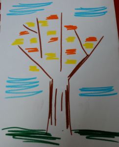 Autumn tree the basic felt tip pen outline