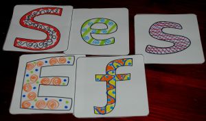 Doodle pattern alphabet tiles from Activity Village