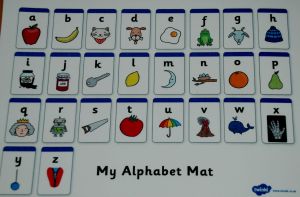 Free Twinkl alphabet mat included in the letter and sound folder found on ofamilyblog