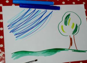 making a water colour effect painting using felt tip pens or markers
