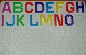 Making our own Hama bead letters to use with the Letter and sound activities