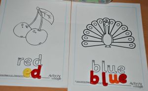word tracing pages from Activity village used with magnetic letters found on ofamilyblog
