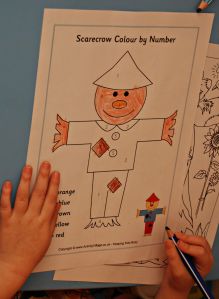 Activity village scarecrow colour by number - autumn activity