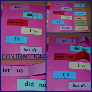 Contractions using Free Twinkl resource on ofamilyblog