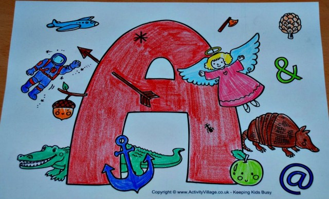 I spy alphabet colouring pages from Activity Village. Activity for children learning their letters