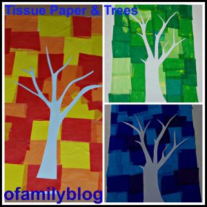 Tissue paper and trees on ofamilyblog