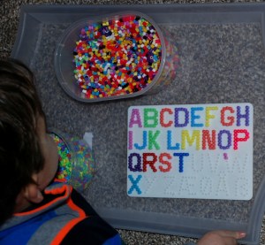 Hama Bead letter pegboard - making our Upper case letters