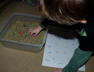 Hama Bead letter search in rainbow rice