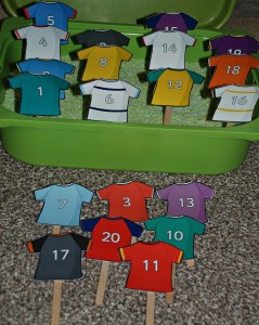 Insert the missing Rugby jersey into the green rice field