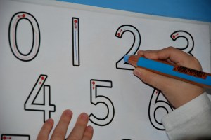 STABILO 3-in-1 pencils on laminated number formation pages