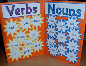 Verb and noun folder using the stars from Twinkl