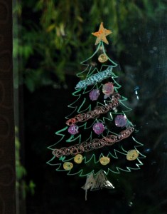 Chrhistmas tree drawn onto our sliding door