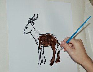 Painting the Springbok colouring page from activity village