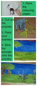 Step by step kids making a large african animal painting