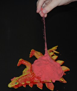 The skwooshi waterfall effect with toy Dinosaurs