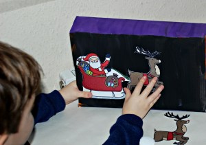 Christmas boxes being made on ofamilyblog