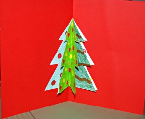Christmas tree card on using activity village template ofamilyblog