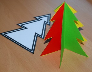 Christmas tree decoration using the tree template from activity village