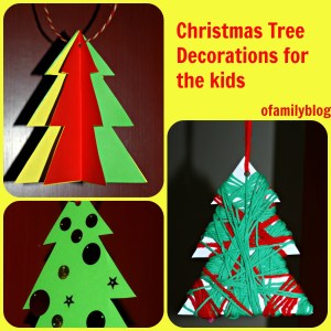 Christmas tree decorations for the kids to make using an Activity Village template found on ofamilyblog