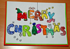 Merry Christmas colouring card from Activity village