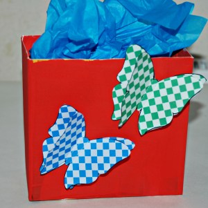Present box with butterflies on