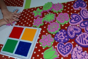 Heart and flower stamps from Baker Ross