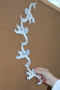 Tumbling monkeys used to practice counting in 3's