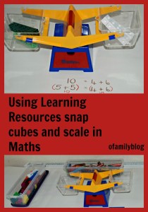 Using our Learning resources snap cubes and scale in maths at home on ofamilyblog
