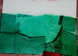 Bleeding the tissue paper onto watercolour paper