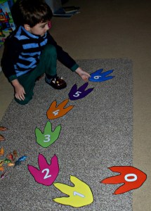 Dinosaur footprint numberline