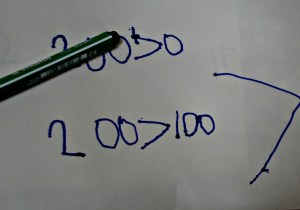 writing out greater than and less than equations