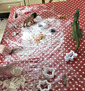 Baking and playing with the flour afterwards