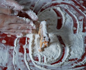 Baking playing with the flour afterwards