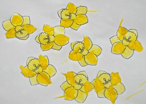Daffodiles with some tissue paper added