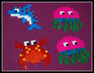 Fuse bead sealife kit after they have been ironed on ofamilyblog