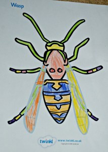 Minibeast wasp colouring page