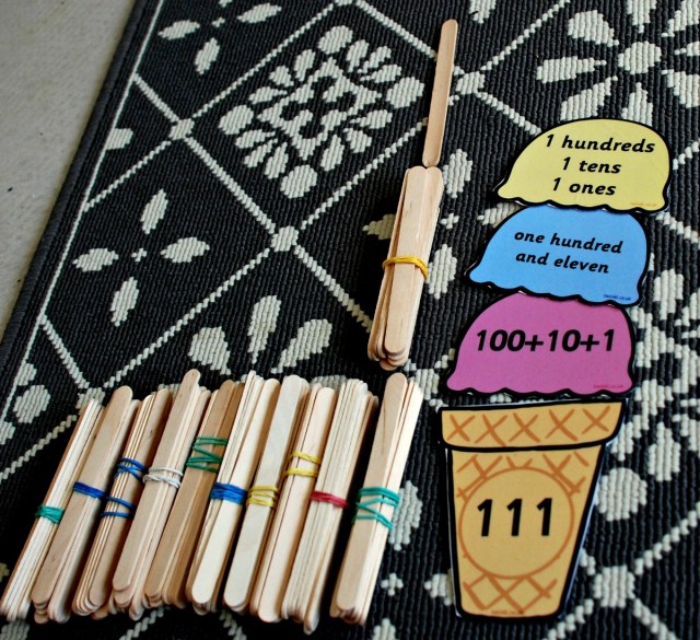 Place value ice-cream cones from Twinkl with our craft sticks