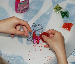 Using the pritt all purpose glue on some window art